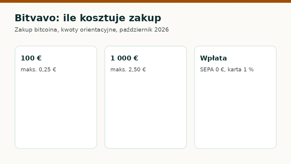 Bitvavo: orientacyjne opłaty za zakup bitcoina